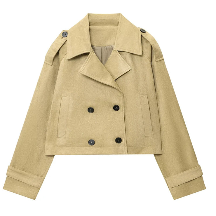 Suede Trench Cropped Coat
