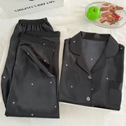Simple Star Black Ice Silk Pajamas