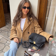 Suede Trench Cropped Coat