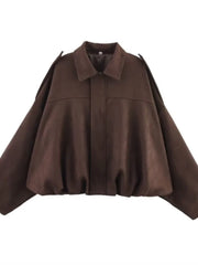 New Suede Fabric Women Bomber Jackets
