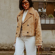 Suede Trench Cropped Coat