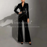 Classic Velvet 2 Pieces Double Breasted Women Suit