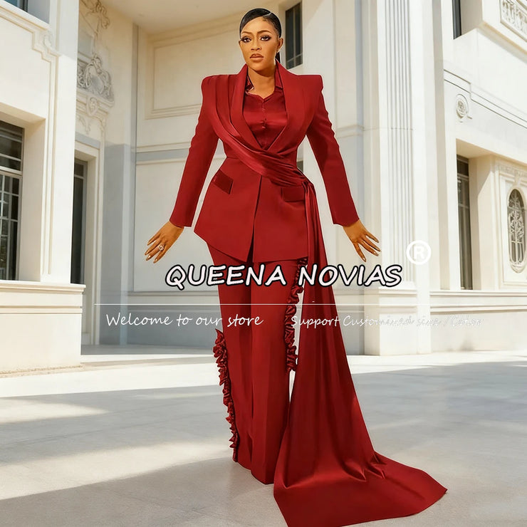 Unique Design Women Pants Suits 2 Pieces Sets Wedding Blazer Jacket With Wraps Customized Ladies Business Reception Tuxedos 2026