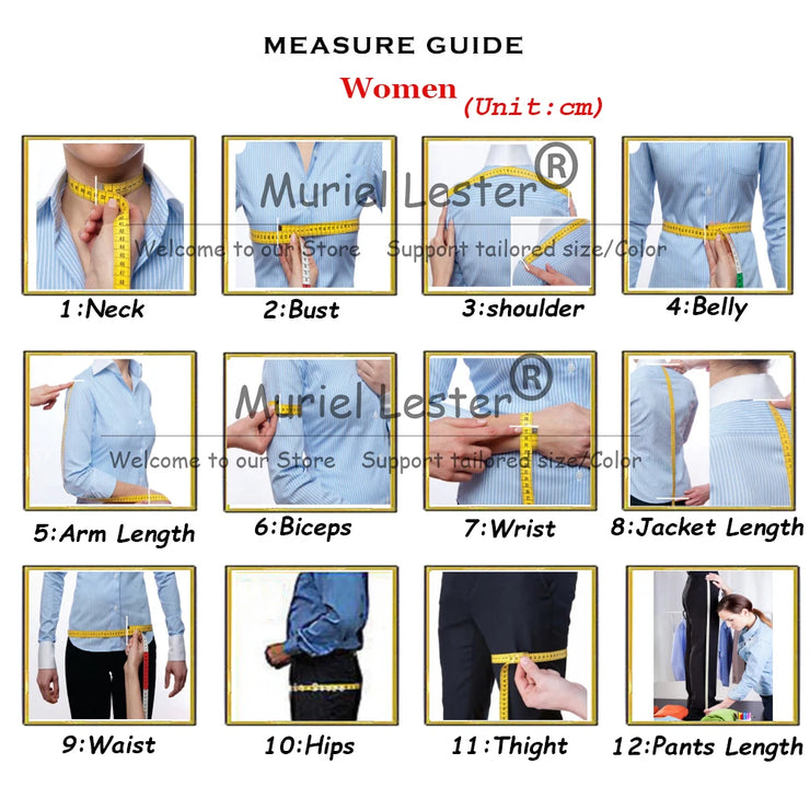 Elegant Blue Women's Suits Double Breasted 3 Piece Set