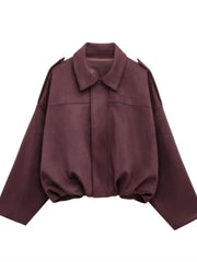 New Suede Fabric Women Bomber Jackets