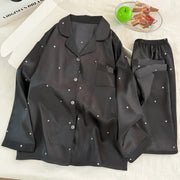 Simple Star Black Ice Silk Pajamas