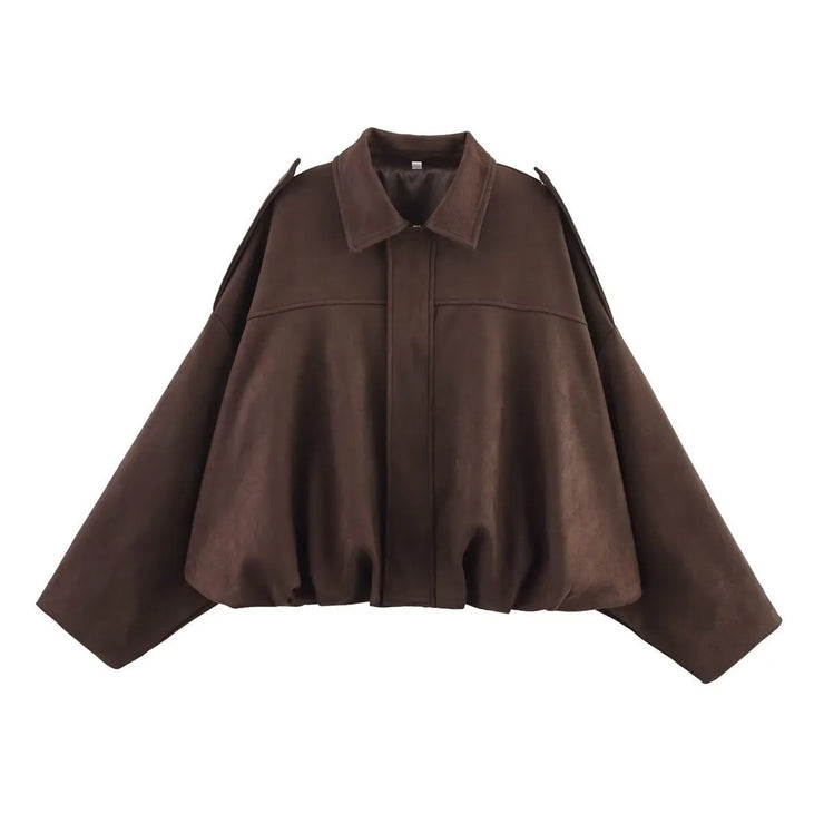 New Suede Fabric Women Bomber Jackets