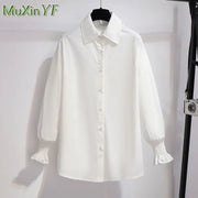 2025 Women Autumn/Winter New Fashion In Dress Matching Set Korean Elegant Knit Vest+White Shirt+pleated Short Skirt 3-Piece Suit