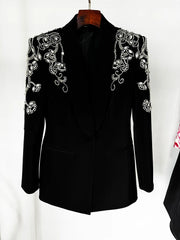 HIGH STREET Newest Fashion 2025 Women's Diamonds Rhinestone Beaded Blazer Mermaid Long Skirt