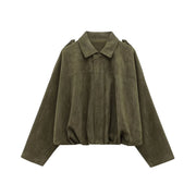 New Suede Fabric Women Bomber Jackets