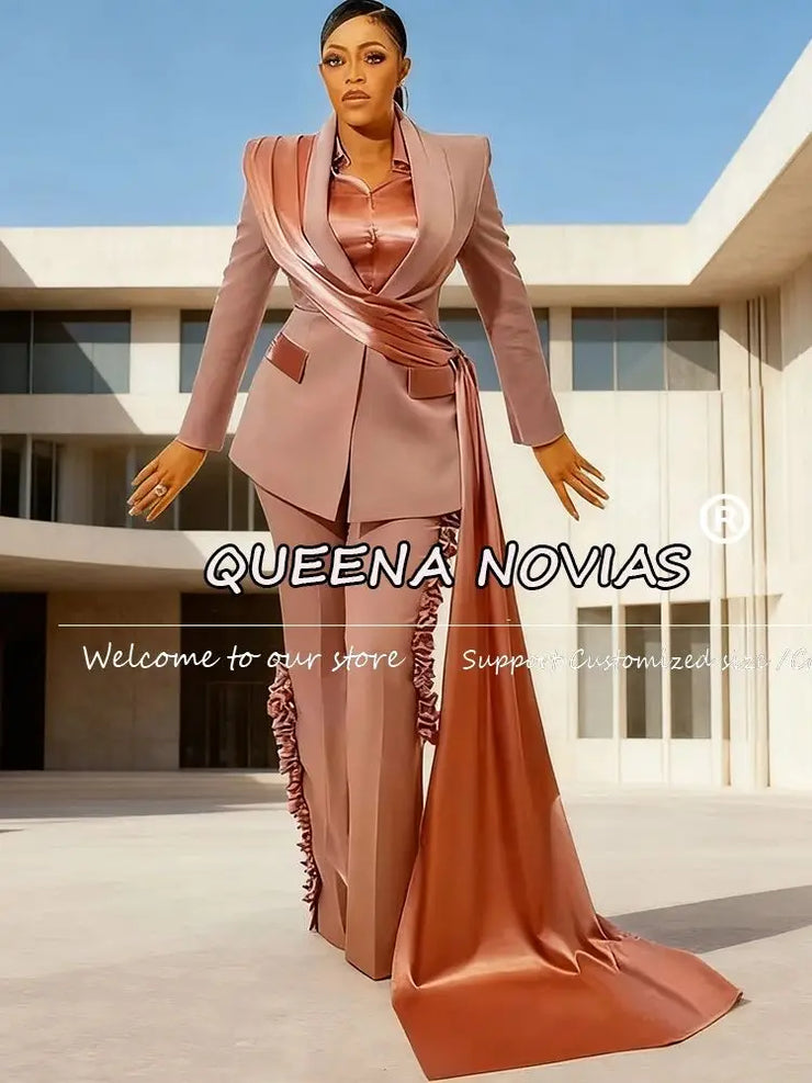 Unique Design Women Pants Suits 2 Pieces Sets Wedding Blazer Jacket With Wraps Customized Ladies Business Reception Tuxedos 2026