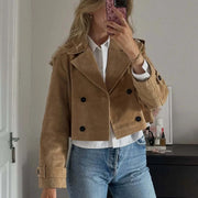 Suede Trench Cropped Coat