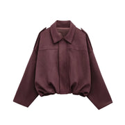 New Suede Fabric Women Bomber Jackets