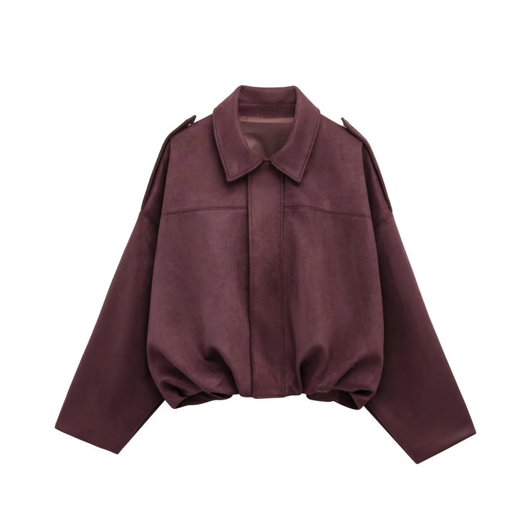 New Suede Fabric Women Bomber Jackets
