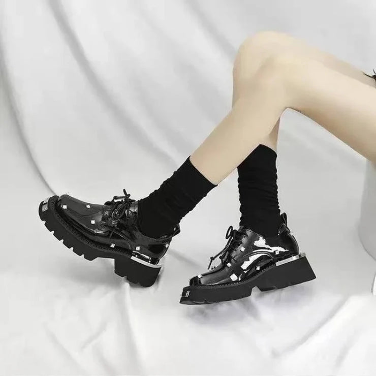 Women Loafers Crystal Platform Chunky Mary Janes Shoes 2025 Casual Sport Sandals Luxury Trend Sneakers Lace Up Woman