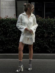 Knitted Cardigan And Skirt Set