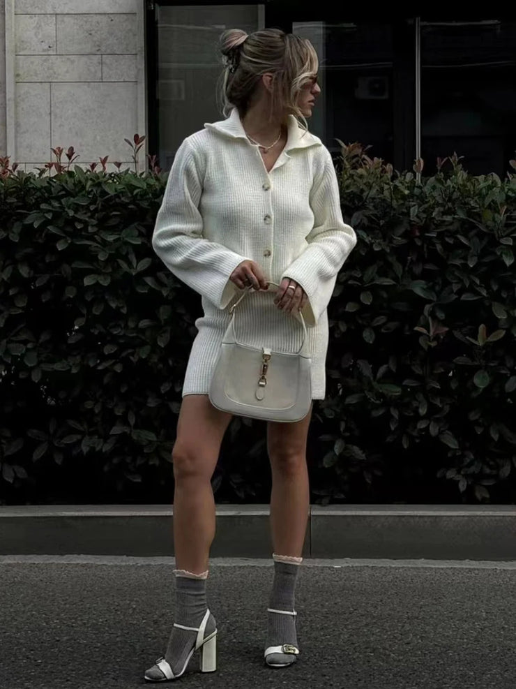 Knitted Cardigan And Skirt Set