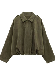 New Suede Fabric Women Bomber Jackets