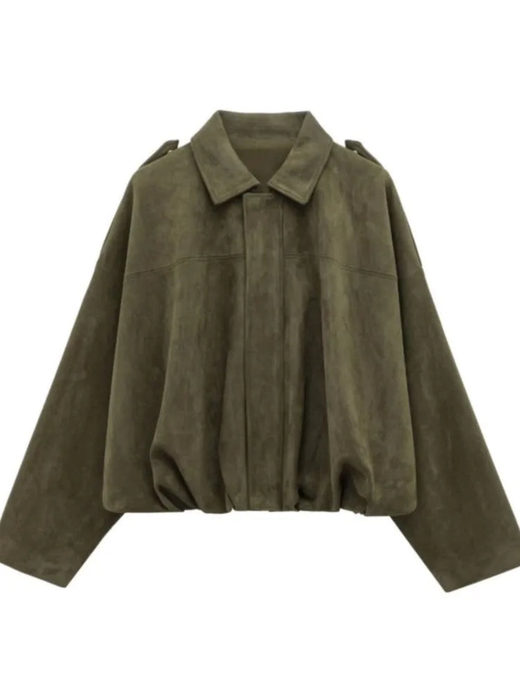 New Suede Fabric Women Bomber Jackets