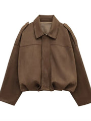 New Suede Fabric Women Bomber Jackets