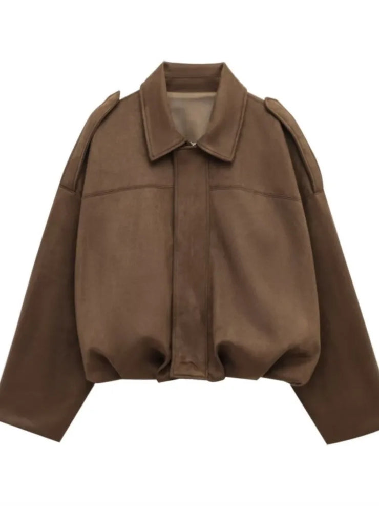 New Suede Fabric Women Bomber Jackets