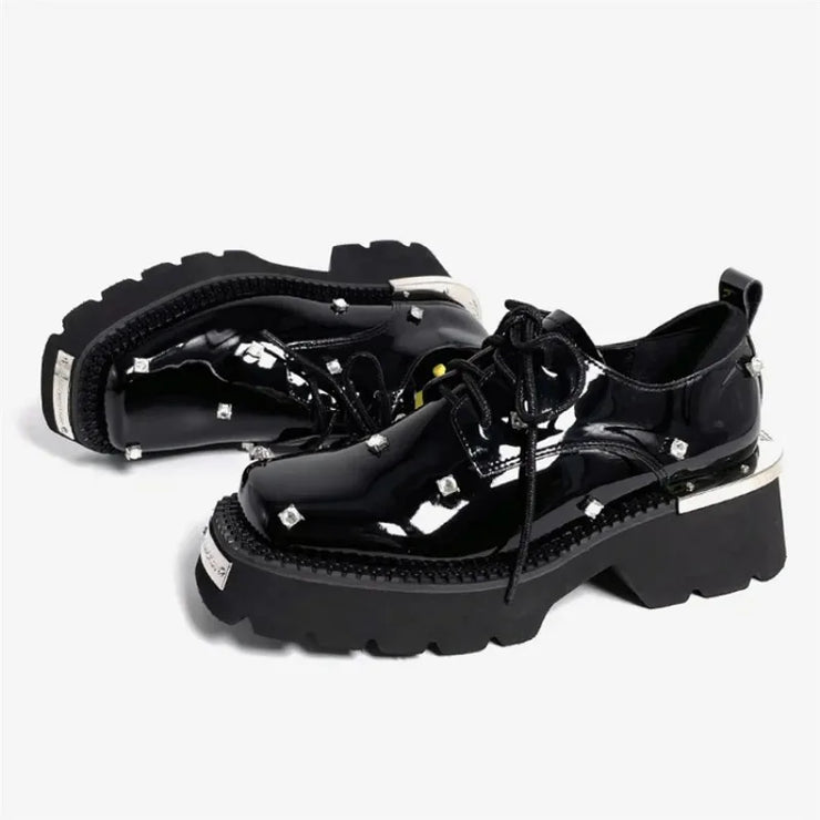 Women Loafers Crystal Platform Chunky Mary Janes Shoes 2025 Casual Sport Sandals Luxury Trend Sneakers Lace Up Woman