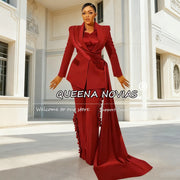 Unique Design Women Pants Suits 2 Pieces Sets Wedding Blazer Jacket With Wraps Customized Ladies Business Reception Tuxedos 2026