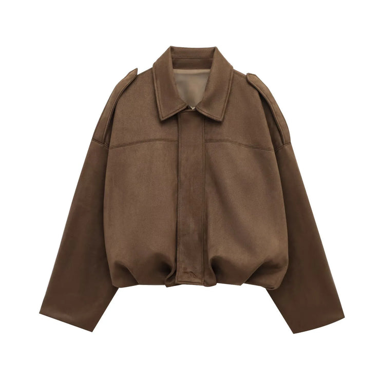 New Suede Fabric Women Bomber Jackets