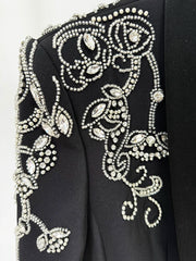 HIGH STREET Newest Fashion 2025 Women's Diamonds Rhinestone Beaded Blazer Mermaid Long Skirt