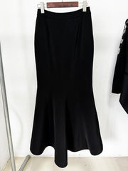 HIGH STREET Newest Fashion 2025 Women's Diamonds Rhinestone Beaded Blazer Mermaid Long Skirt