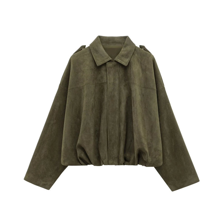 New Suede Fabric Women Bomber Jackets