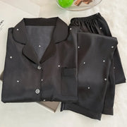 Simple Star Black Ice Silk Pajamas